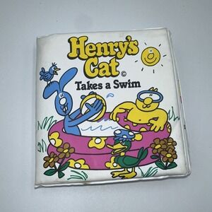 Vintage 1987 Henrys Cat Takes a Swim Bath Book Little Simon Vinyl Waterproof